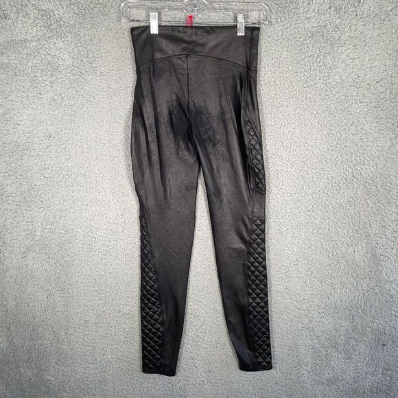 SPANX Faux Leather Quilted Leggings Black Size Small - Picture 8 of 12